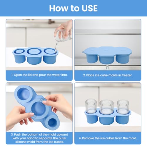 Supvox® for Stanley Tumbler Silicone Ice Mold Multi Sized Hollow Cylinder Ice Cube Mold with Lid Food Grade BPA Free Silicone Ice Cube Tray - Image 4