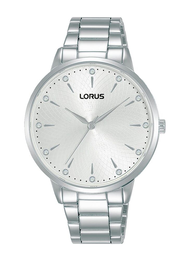 LORUS ساعة لوروس بيضاء بمينا أشعة الشمس مع كوارتز من الفولاذ المقاوم للصدأ للنساء RG231TX9 - Image 1
