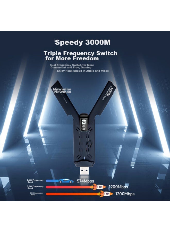 Newmine Ax3000 Wifi 6 Wireless Network Adapter Usb For Desktop And Laptop, 3000m Dual-band 5g Laptop Computer Wifi Receiver And Transmitter - Image 2