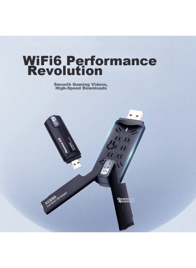 Newmine Ax3000 Wifi 6 Wireless Network Adapter Usb For Desktop And Laptop, 3000m Dual-band 5g Laptop Computer Wifi Receiver And Transmitter - Image 3