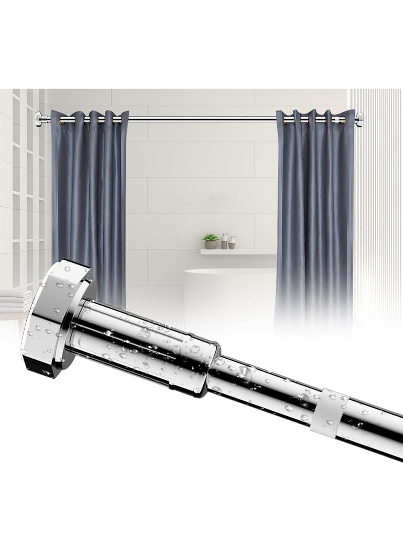 GUDOO Shower Curtain Rod Adjustable Telescopic Curtain Rod Extendable Non-Slip Spring Tension Shower Pole Wardrobe Hanger Rod for Bathroom Window Kitchen Cupboard, No Drilling Easy to Install  - Image 1