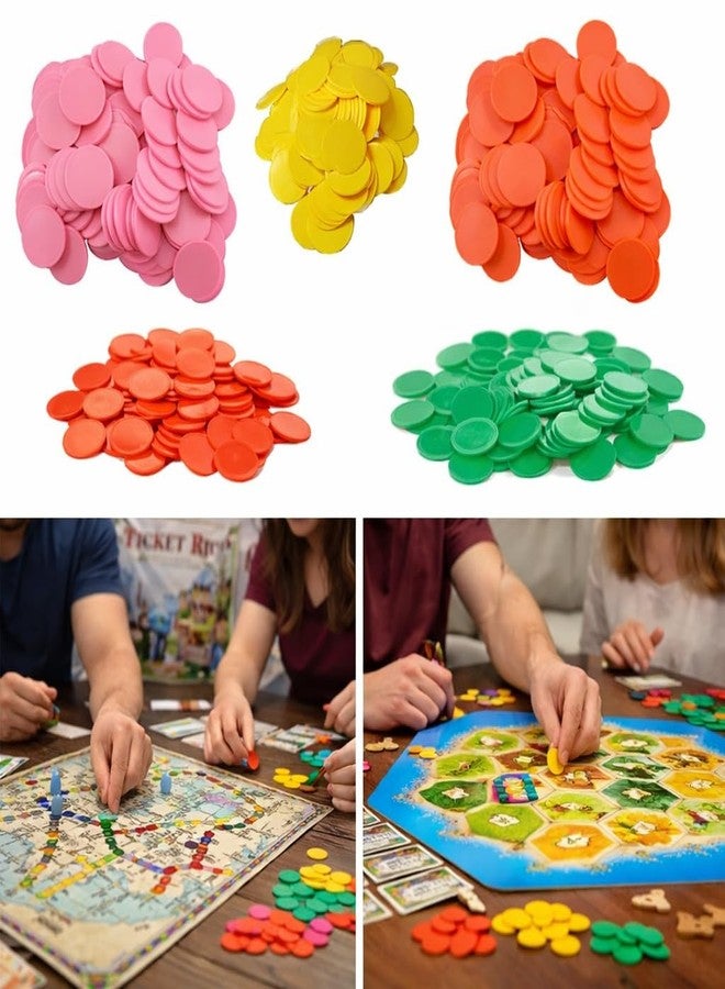 morel Big Kid Green Red Blue White And Yellow Plastic Round Shape Plain Token Disctiles Coin, Chips For Shop, Board Games, Stores, Casino, School |Each Color 20 Pcs |Total-120 Coins. - Image 4