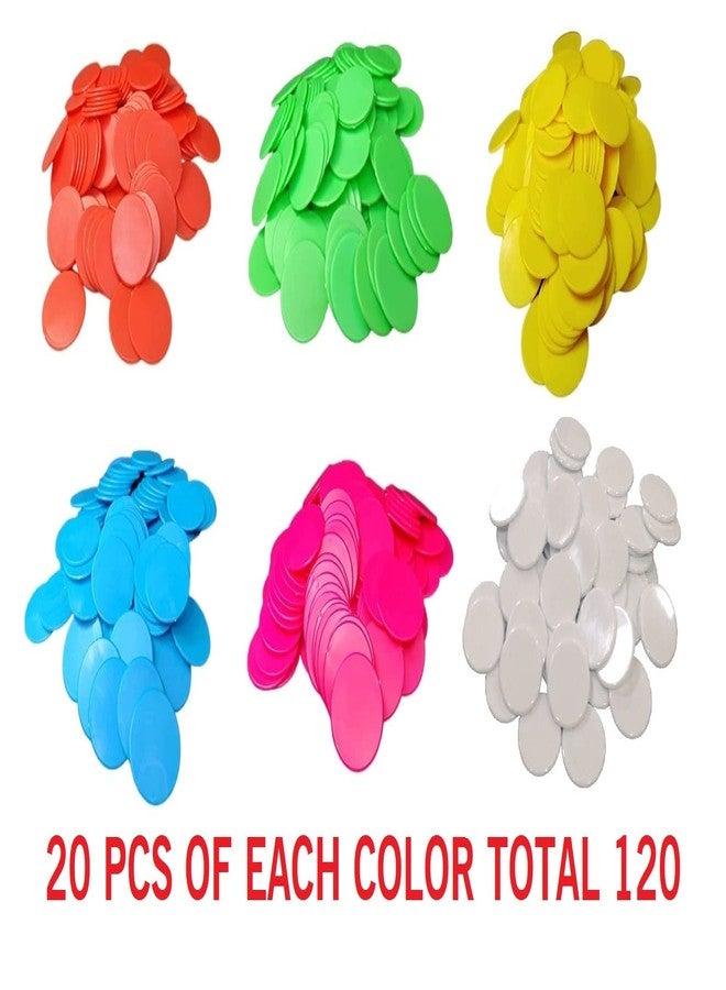 morel Big Kid Green Red Blue White And Yellow Plastic Round Shape Plain Token Disctiles Coin, Chips For Shop, Board Games, Stores, Casino, School |Each Color 20 Pcs |Total-120 Coins. - Image 2