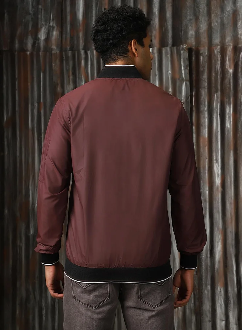 High Star Wine Men's Wine 100% Polyester Solid Relaxed Fit Jacket for Men | Best Price UAE