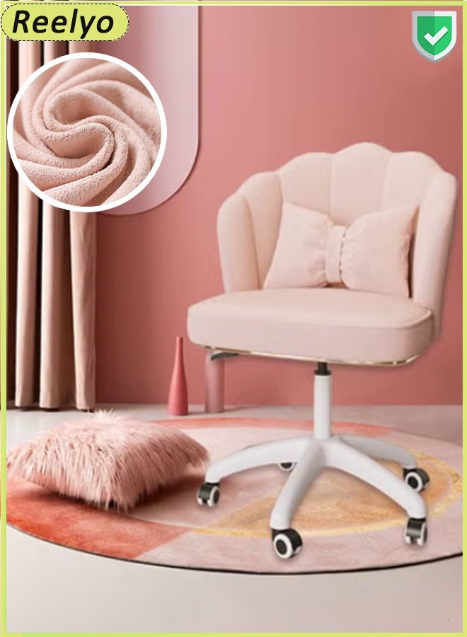 Reelyo Home Office Desk Butterfly Chair with Mid-Back Upholstered Modern Tufted Computer Task Chair Swivel Height Adjustable Velvet Accent Chair - Image 1