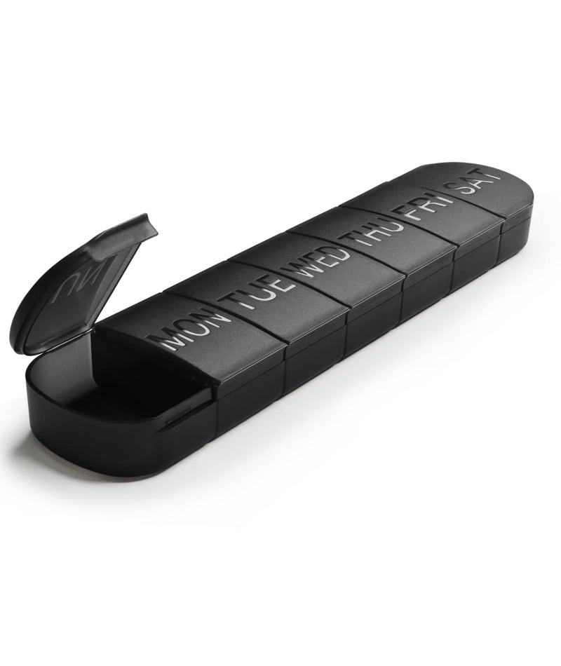 NUDFSY Portable 7-Day Pill Organizer Box - Large, 1-Time-A-Day Tablet Box, Black - Image 1