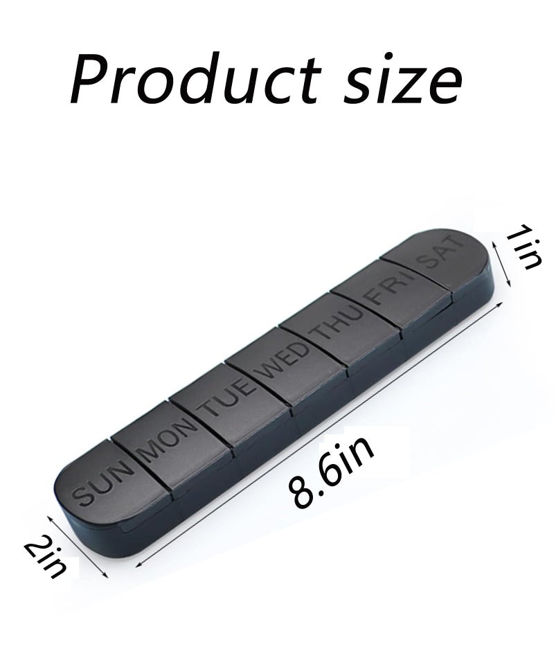 NUDFSY Portable 7-Day Pill Organizer Box - Large, 1-Time-A-Day Tablet Box, Black - Image 3