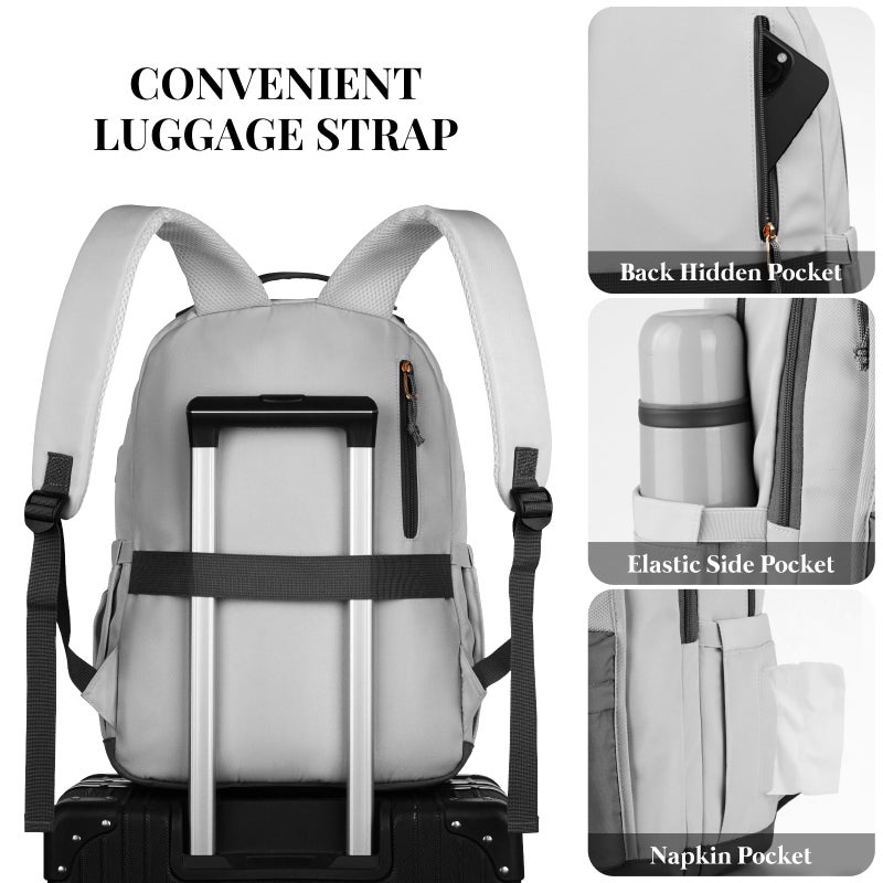 WINDARS School Backpack for Teens Girls, Aesthetic College Backpack Large Bookbag for Women Students Fashion 15.6 Inch Laptop Bag for Work Travel (Dark Grey & Light Grey) - Image 5