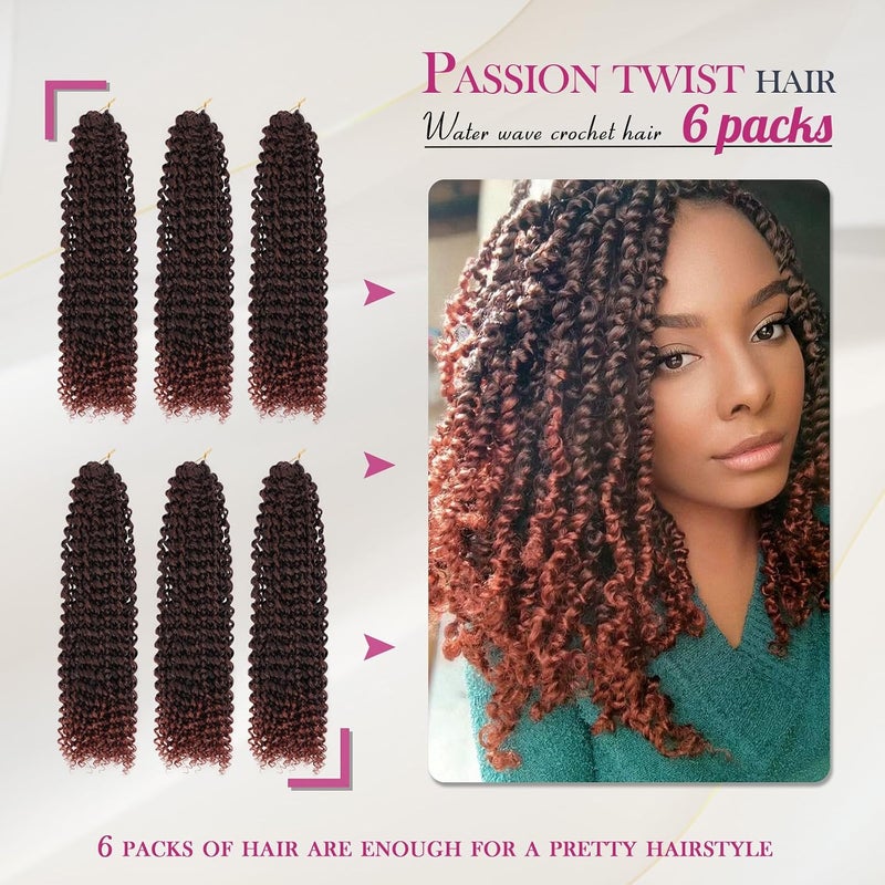 Dansama Passion Twist Hair Water Wave Braiding Hair for Butterfly Style Crochet Braids Bohemian Hair Extensions (18inch (Pack of 6), T1B/350) - Image 2