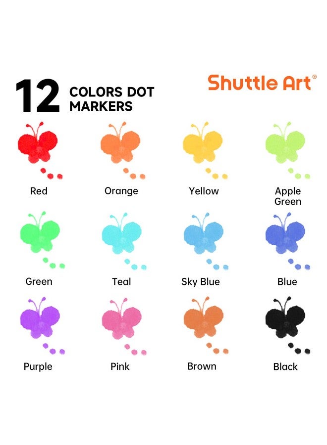 Shuttle Art 48 Pack Washable Dot Markers, 12 Assorted Colors with 6 Activity Books, Fun Art Supplies for Kids Toddlers, Non Toxic Water-Based Paint Daubers, 4 Sets x 12 Colors Dot Markers - Image 2