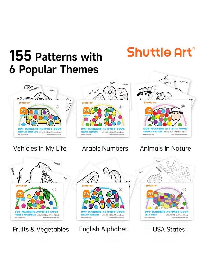 Shuttle Art 48 Pack Washable Dot Markers, 12 Assorted Colors with 6 Activity Books, Fun Art Supplies for Kids Toddlers, Non Toxic Water-Based Paint Daubers, 4 Sets x 12 Colors Dot Markers - Image 4