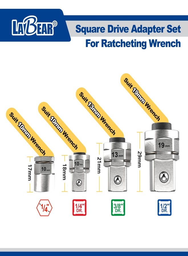 LABEAR- 4pcs socket wrench adapters, Ratcheting Wrench to Square Drive Adapter Set - Image 2