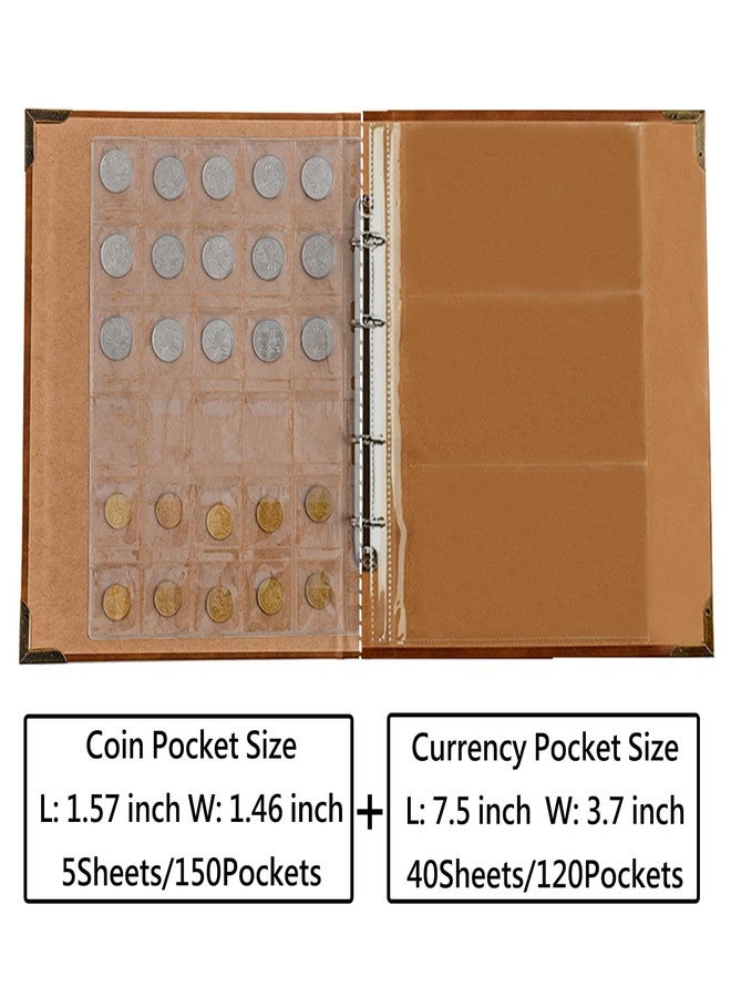 Jayen 120 Pockets Currency Album + 150 Pockets Coin Collecting Album, Paper Money Banknote Collection Book Bills Holders Supplies for Collectors (40+5 Sheets) - Image 2