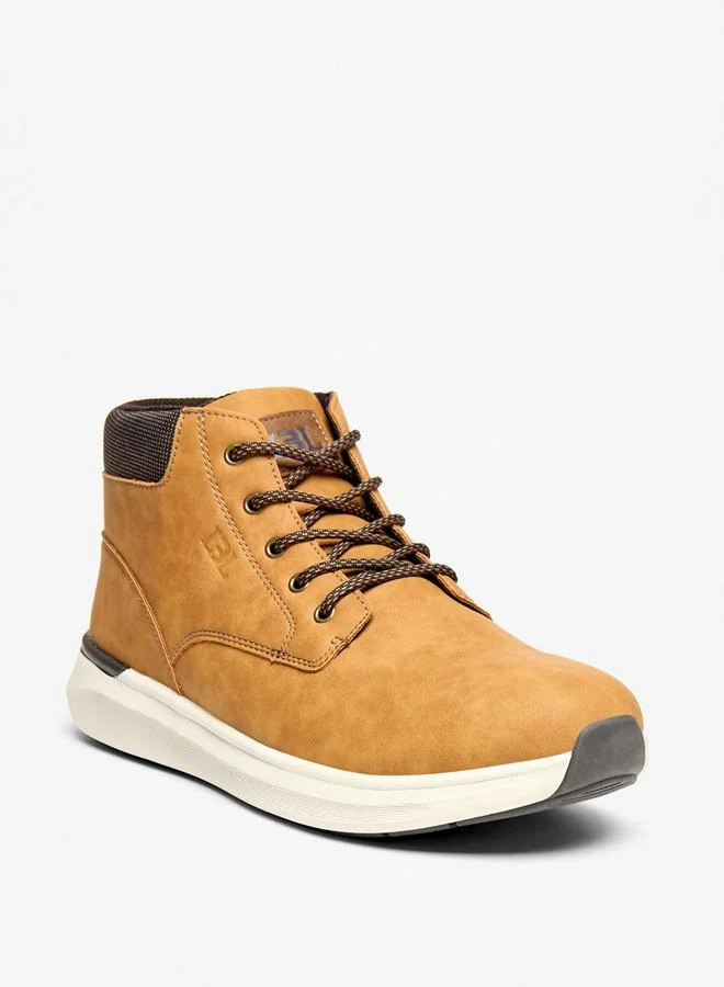 Panelled Lace-Up Ankle Boots