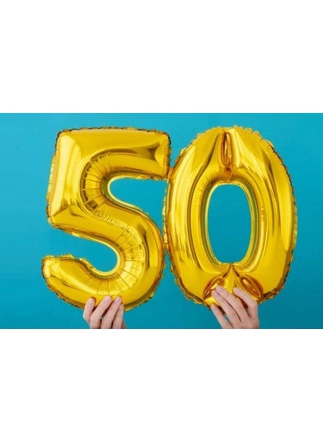 Balloonistics - Balloonistics Solid 50 Number Foil Balloon 17" Inch Balloon (Gold) -Pack of 2 - Image 1