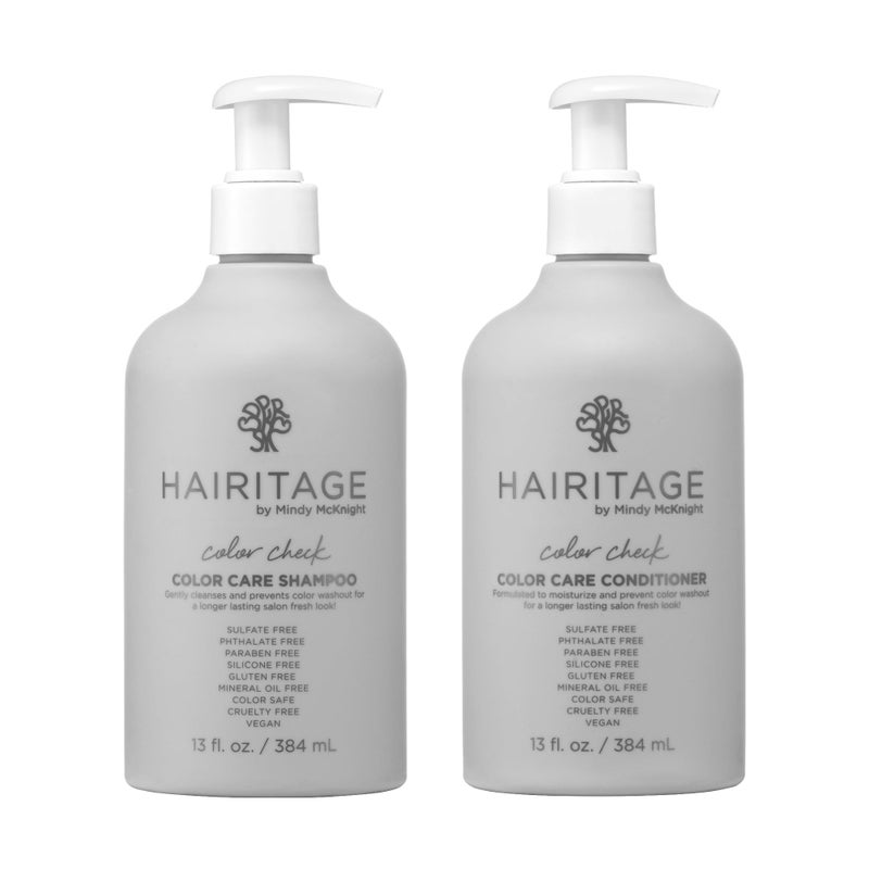 Hairitage Color Check Moisturizing Shampoo and Conditioner Set UV Protection for Color Treated Hair Prevent Color Washout Fading 13oz each 26oz total