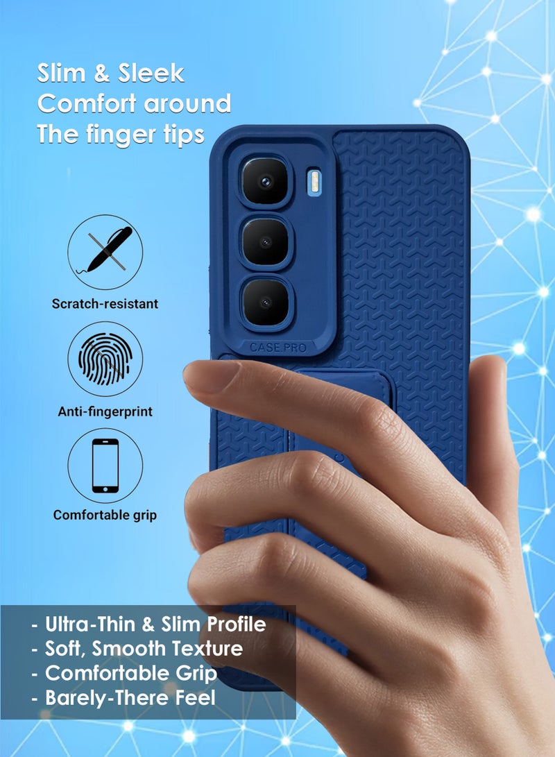 Infinix Hot 60 Hand Grip Case Cover - Magnetic Hand Grip Holder & Kickstand - Strong Grip for Magnetic Car Holder, Stylish Silicone Case & Functional, Ultimate Convenience & Hands-Free Viewing - Navy Blue - Image 4