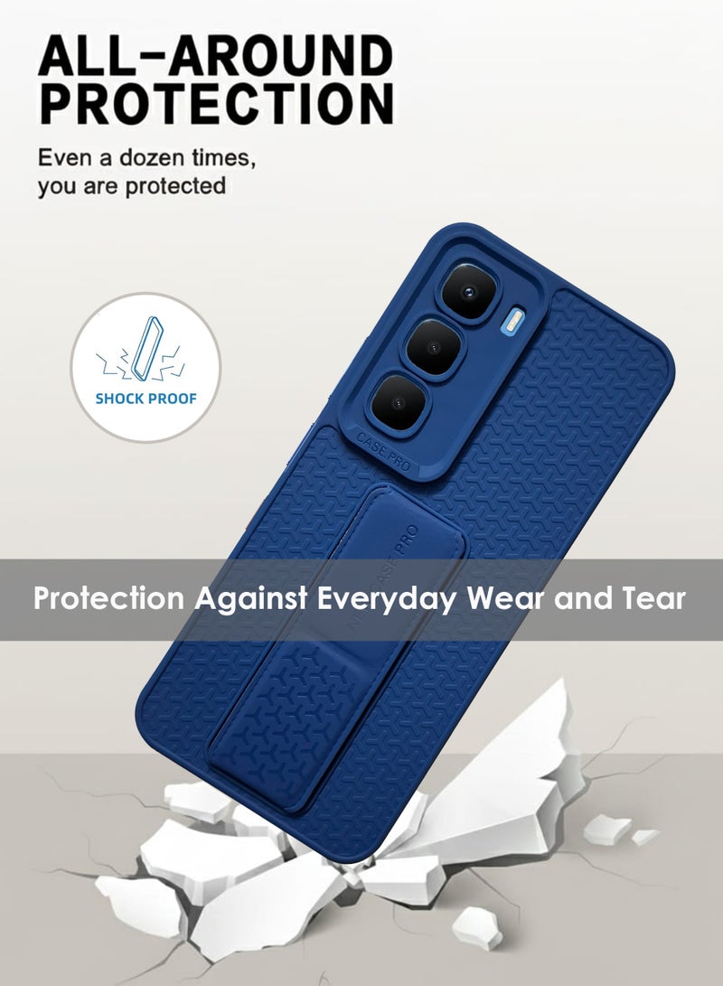 Infinix Hot 60 Hand Grip Case Cover - Magnetic Hand Grip Holder & Kickstand - Strong Grip for Magnetic Car Holder, Stylish Silicone Case & Functional, Ultimate Convenience & Hands-Free Viewing - Navy Blue - Image 3
