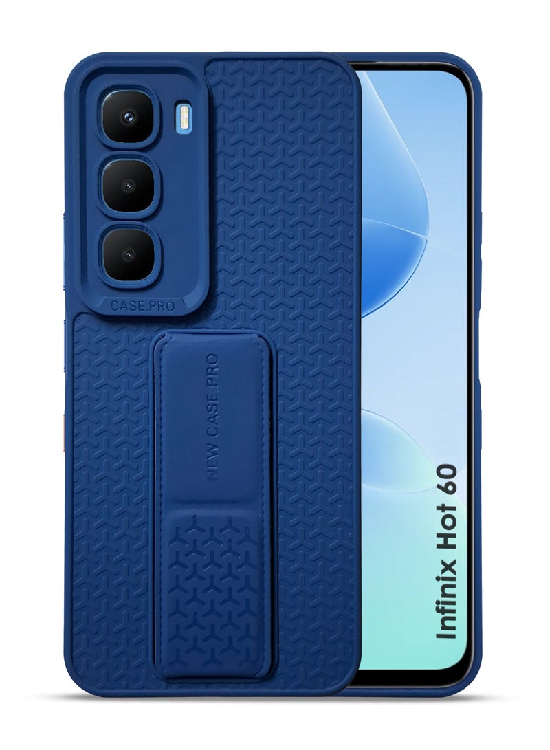 Infinix Hot 60 Hand Grip Case Cover - Magnetic Hand Grip Holder & Kickstand - Strong Grip for Magnetic Car Holder, Stylish Silicone Case & Functional, Ultimate Convenience & Hands-Free Viewing - Navy Blue - Image 1