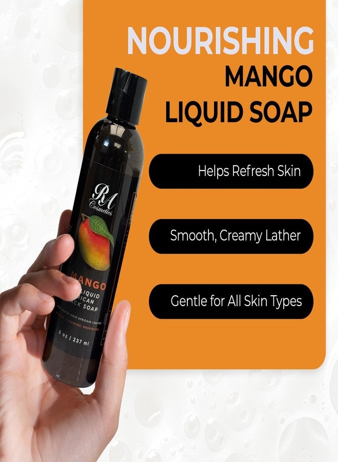 RA COSMETICS Liquid African Black Soap with Mango – Traditional West African Cleanser with Shea Butter & Coconut Oil – Face, Body & Hair Wash for Daily Use – No Artificial Fragrances – 8oz - Image 2