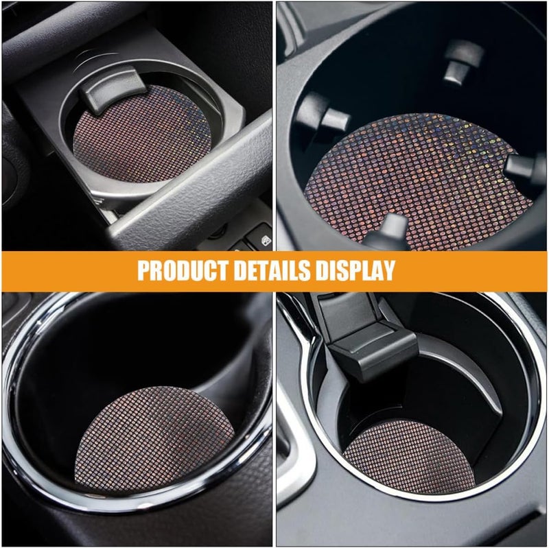 Car Cup Holder Coasters Non-Slip Decorative Vehicle Drink Coasters 4pcs Set Black for Car Interior Accessories - Image 5