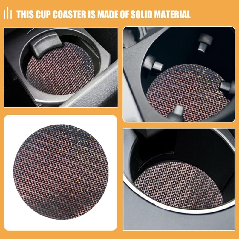 Car Cup Holder Coasters Non-Slip Decorative Vehicle Drink Coasters 4pcs Set Black for Car Interior Accessories - Image 4
