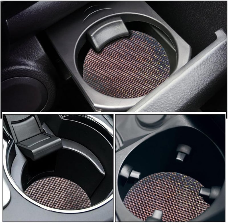 Car Cup Holder Coasters Non-Slip Decorative Vehicle Drink Coasters 4pcs Set Black for Car Interior Accessories - Image 3