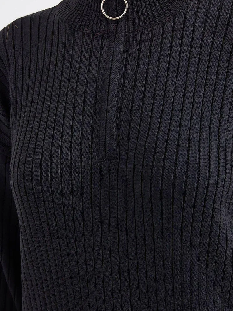BIG DART BDART Textured Knit Dress with Half Turtleneck and Zipper