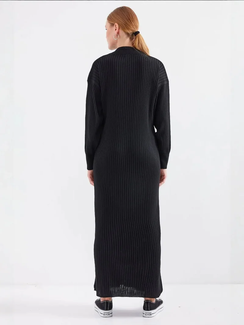 BIG DART BDART Textured Knit Dress with Half Turtleneck and Zipper