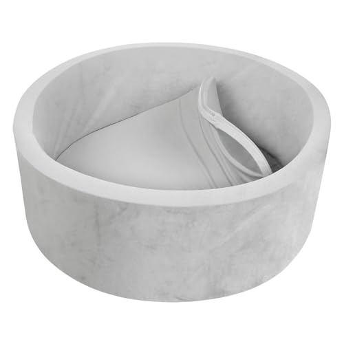TRENDBOX Foam Ball Pit for Toddlers 35x11 inch Soft Baby Ball Pit with Washable Velvet Cover Balls not Included Grey - Image 1