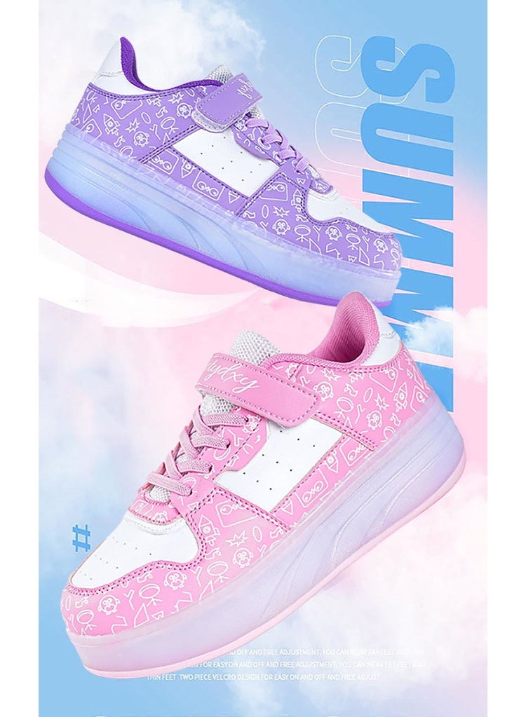 إسكدنيا Kids Roller Skates Shoes 4 Wheels Roller Shoes Boys Girls Wheel Shoes Roller Sneakers Shoes for Beginner More Balanced - Image 3