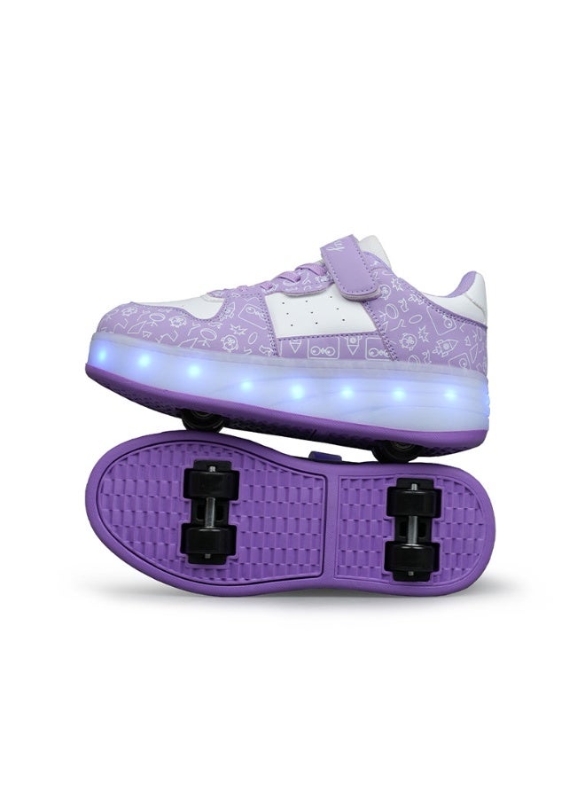 إسكدنيا Kids Roller Skates Shoes 4 Wheels Roller Shoes Boys Girls Wheel Shoes Roller Sneakers Shoes for Beginner More Balanced - Image 2
