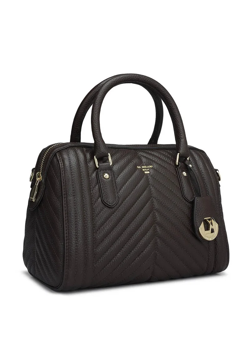 دا ميلانو حقيبة جلد طبيعي بنية