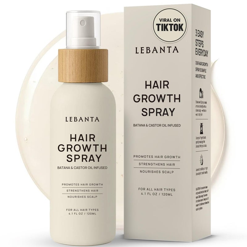 Lebanta Hair Growth Oil Spray - 100% Pure Ingredients For Non Greasy, Thicker & Stronger Hair - Organic Batana, Castor, Biotin, Saw Palmetto, and Rosemary Oil Gifts Women Scalp (4.1 Fl Oz (Pack of 1)) - Image 1