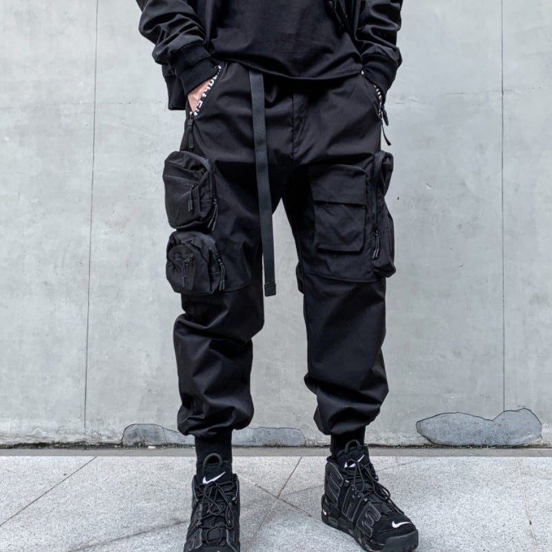 Spring Autumn Multi-Pocket Cargo Pants for Men K921 Black