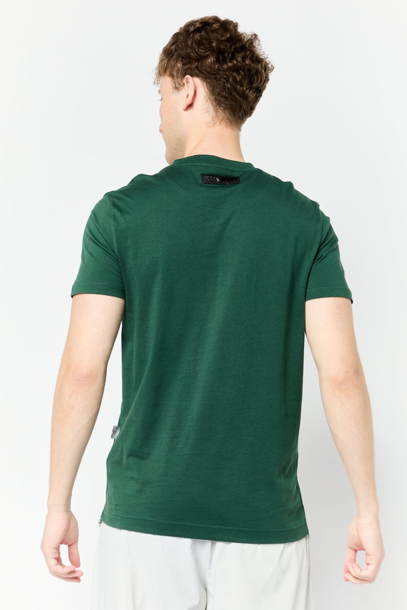 PHILIPP PLEIN تي شيرت رياضي للرجال بأكمام قصيرة مناسب للخارج، أخضر - Image 4