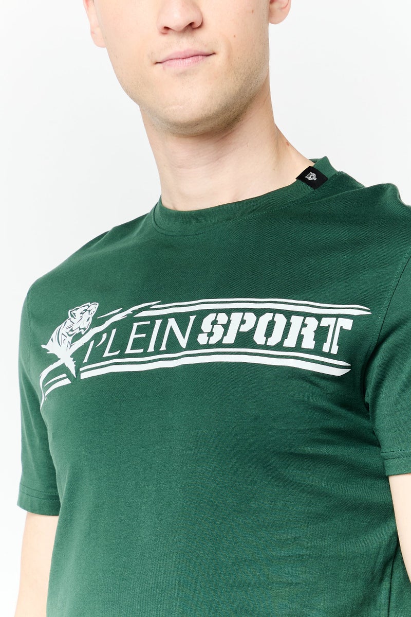PHILIPP PLEIN تي شيرت رياضي للرجال بأكمام قصيرة مناسب للخارج، أخضر - Image 3