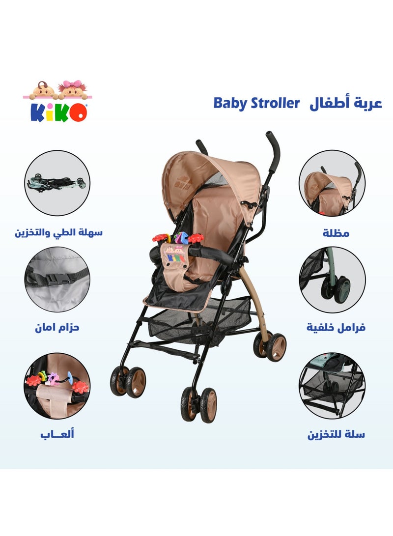 Kiko Light Stroller With Toyes 6 Wheels, 6 Months +, Beige - Image 2