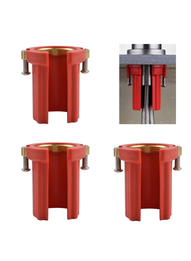 SYOSI 3PCS Hot and Cold Water Faucet Fixing Nuts, Anti-Loosening ABS Plastic Faucet Lock Nut, Universal Faucet Fixing Nut for Kitchen & Bathroom (Red) - Image 1