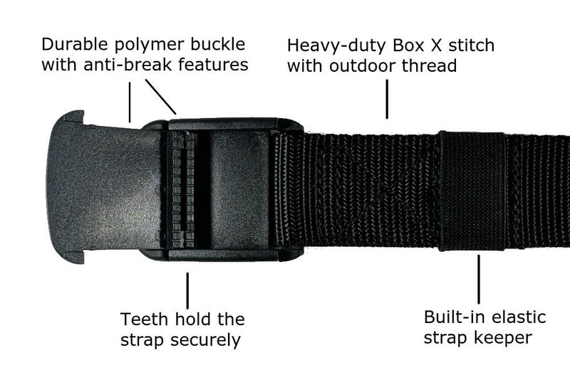 Betta 1.25 Inch Nylon Web Belt with Adjustable Buckle, Unisex (X-Large, Black) - Image 4