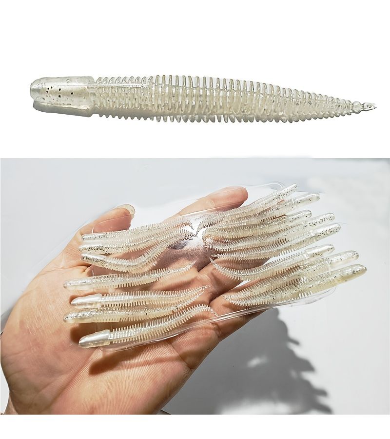 15 Blue Soft Plastic Worm Lures 6.5cm Fishing Bait for Bass Trout Freshwater Saltwater - Image 3