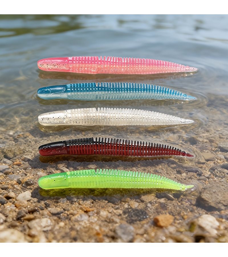 15 Blue Soft Plastic Worm Lures 6.5cm Fishing Bait for Bass Trout Freshwater Saltwater - Image 1