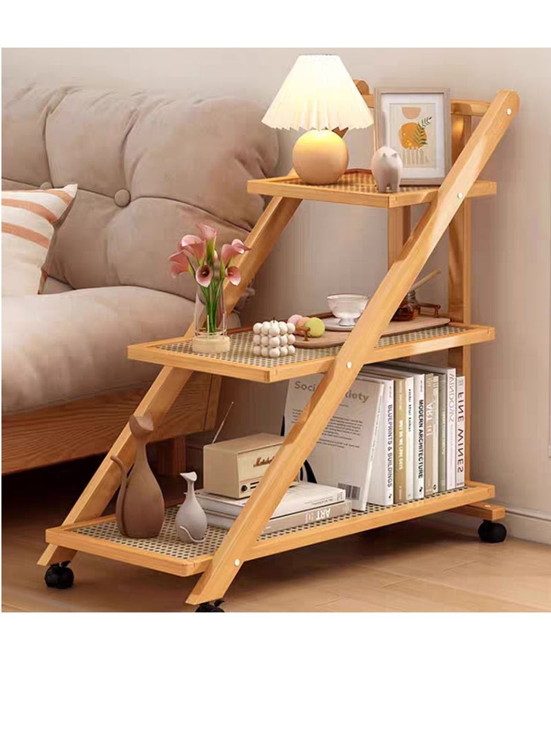 Generic FFD 3-Layer Moveable Wooden Storage Trolley with Wheels - Modern Bedside Desk, Sofa Side Table, Coffee Cart, Corner Table & Tea Cabinet for Living Room, Bedroom, Office  - Image 1
