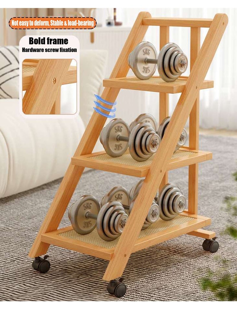 Generic FFD 3-Layer Moveable Wooden Storage Trolley with Wheels - Modern Bedside Desk, Sofa Side Table, Coffee Cart, Corner Table & Tea Cabinet for Living Room, Bedroom, Office  - Image 4