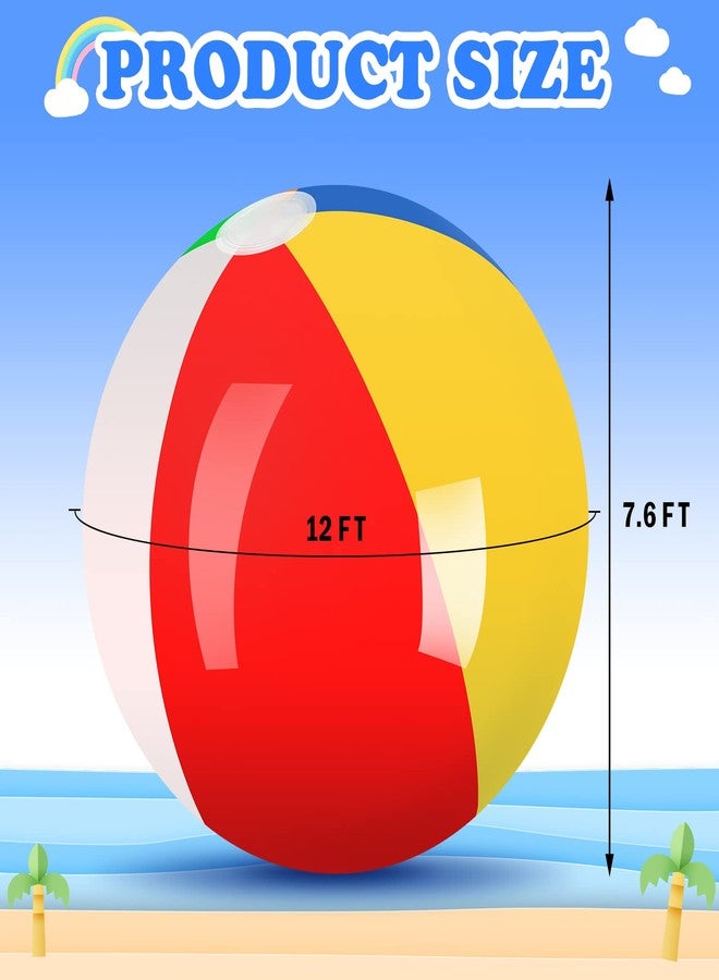 Seematn 12 Foot Giant Inflatable Beach Ball Jumbo Rainbow Colored Beach Ball Large Beach Ball Big Pool Ball Inflatable Beach Ball Sport Beach Ball Jumbo Toy for Swimming Pool Water Game Toy Party Decor - Image 2