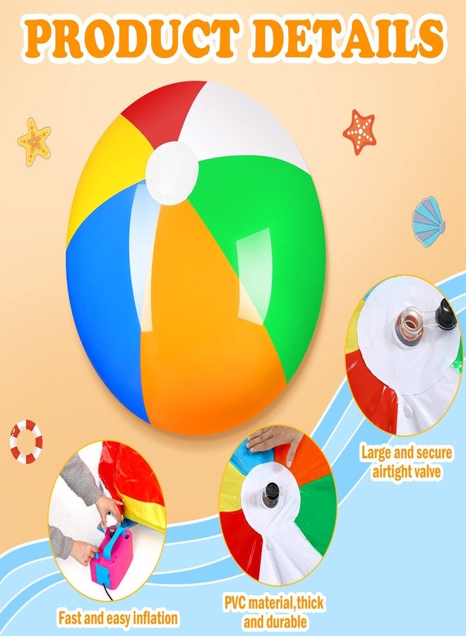 Seematn 12 Foot Giant Inflatable Beach Ball Jumbo Rainbow Colored Beach Ball Large Beach Ball Big Pool Ball Inflatable Beach Ball Sport Beach Ball Jumbo Toy for Swimming Pool Water Game Toy Party Decor - Image 4
