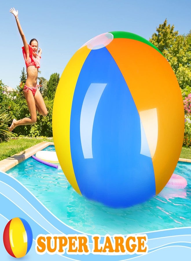 Seematn 12 Foot Giant Inflatable Beach Ball Jumbo Rainbow Colored Beach Ball Large Beach Ball Big Pool Ball Inflatable Beach Ball Sport Beach Ball Jumbo Toy for Swimming Pool Water Game Toy Party Decor - Image 5