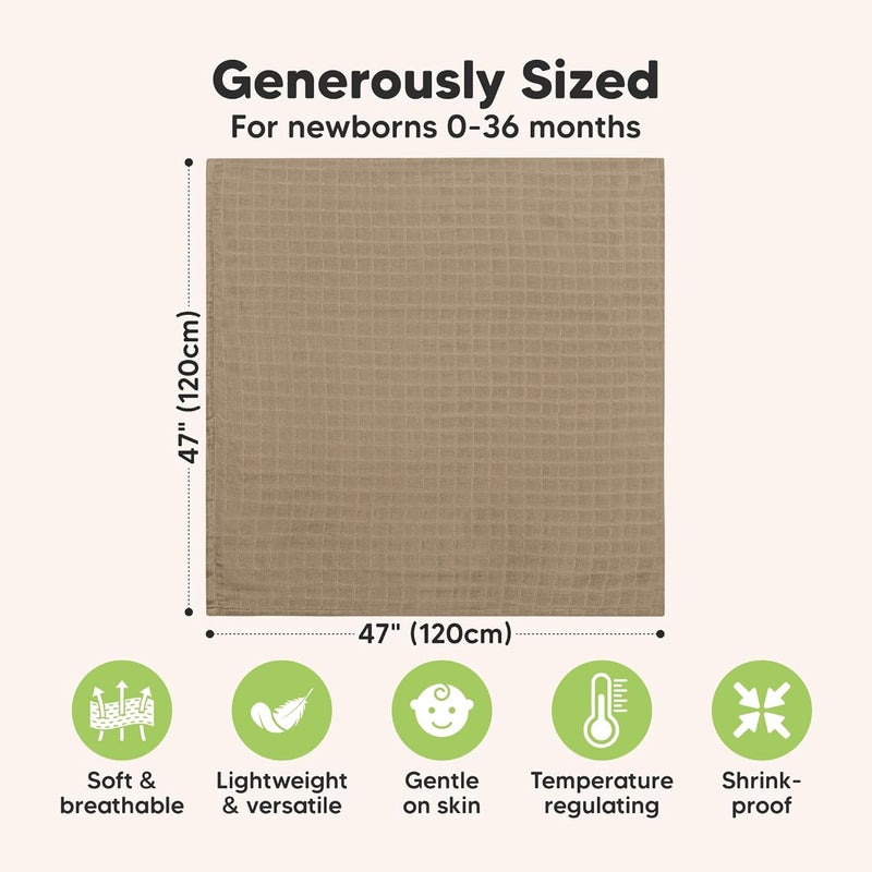 KeaBabies 4-Pack Muslin Swaddle Blankets for Baby Boys, Girls - Organic Baby Blankets for Girl, Boy, Baby Swaddle Blanket Unisex, Receiving Blankets, Swaddles for Newborns, Newborn Baby Essentials (Spice) - Image 3