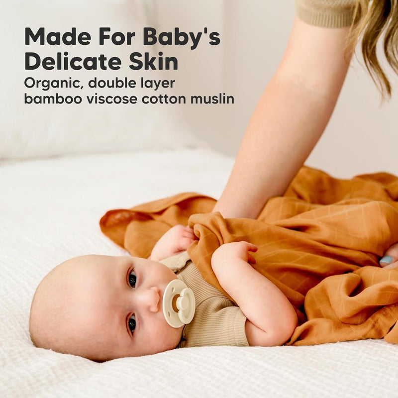 KeaBabies 4-Pack Muslin Swaddle Blankets for Baby Boys, Girls - Organic Baby Blankets for Girl, Boy, Baby Swaddle Blanket Unisex, Receiving Blankets, Swaddles for Newborns, Newborn Baby Essentials (Spice) - Image 4