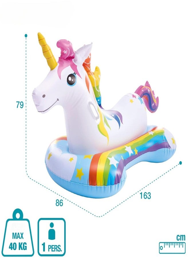VWretails Inflatable Ride-On Swim Float for Kids, Childrens & Adults. Summer Fun Beach Floatie Perfect for Summer Water Adventures of Age 3+ (Magical Unicorn Rid-On + Hand Pump) - Image 4